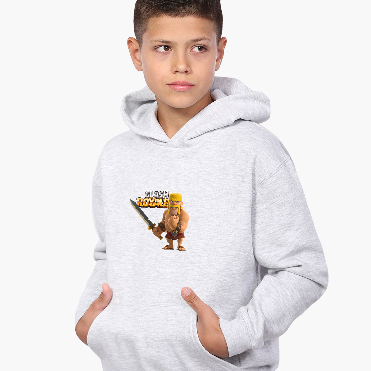 

Худи детский Клэш Роял (Clash Royale) Светло-серый меланж (9298-1949) 152 см
