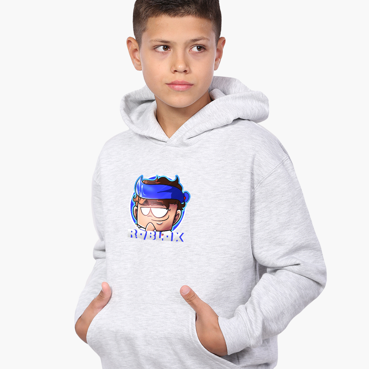 

Худи детский Роблокс (Roblox) Светло-серый меланж (9298-1224) 116 см