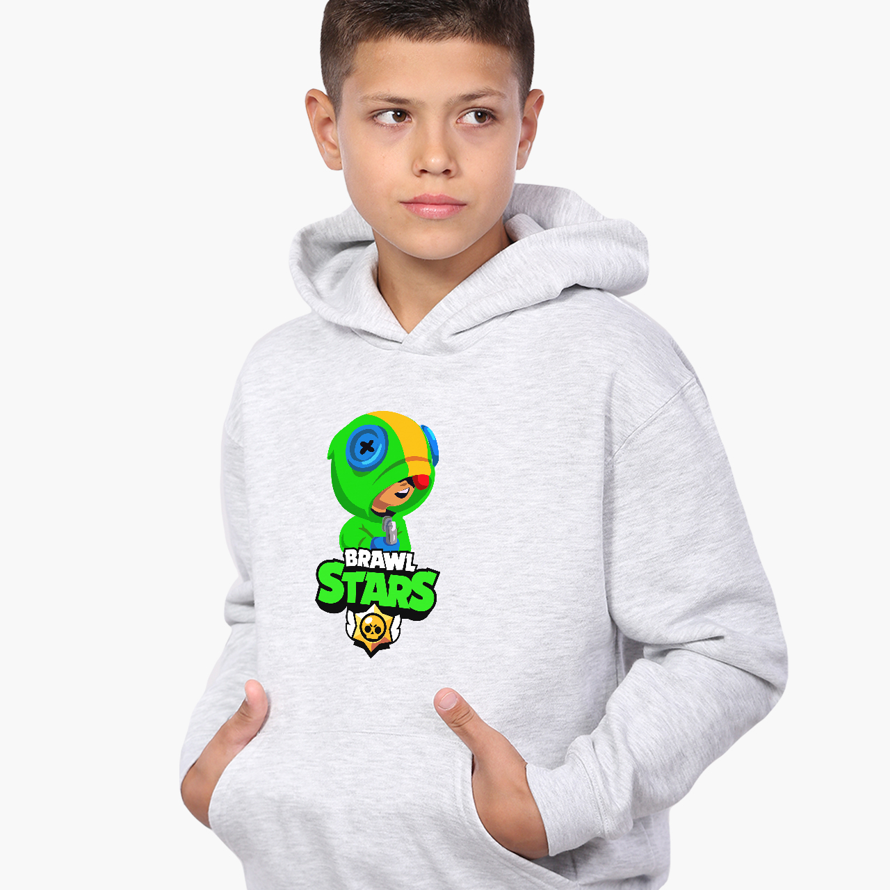 

Худи детский Бравл Старс Леон (Brawl Stars Leon) Светло-серый меланж (9298-1015) 152 см