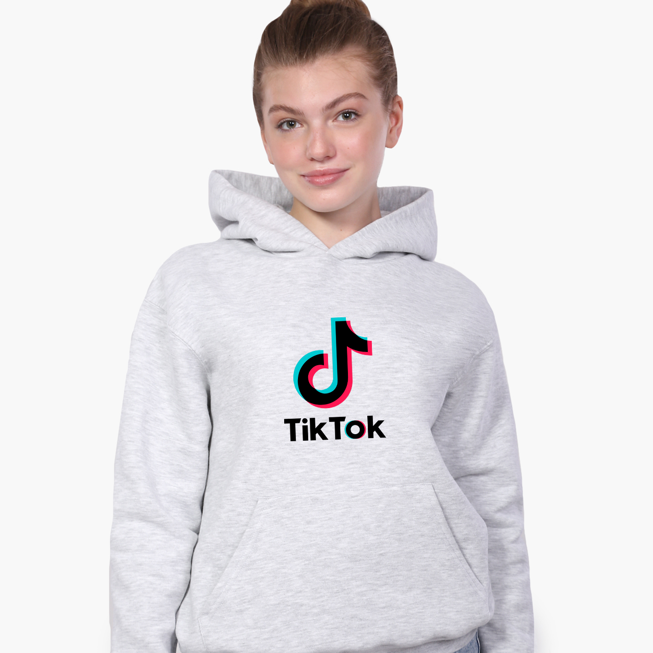 

Худи детский ТикТок (TikTok) Светло-серый меланж (9298-1389) 164 см