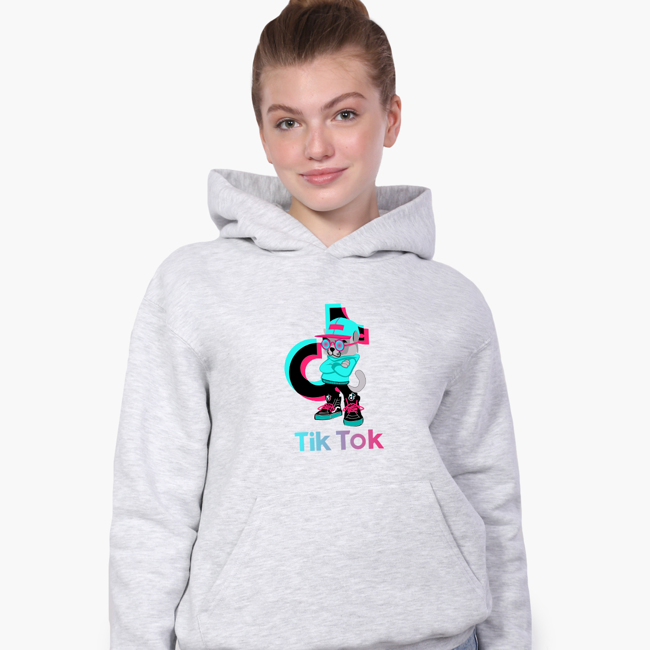 

Худи детский ТикТок (TikTok Cat) Светло-серый меланж (9298-1644) 140 см
