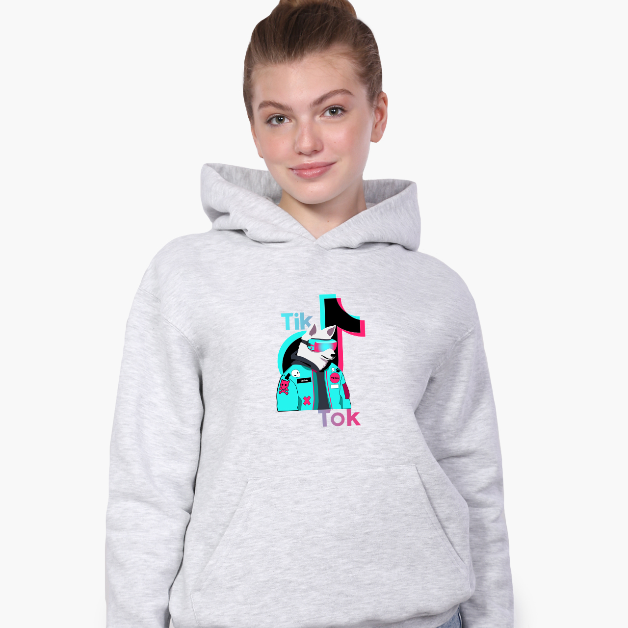 

Худи детский ТикТок (TikTok Dog) Светло-серый меланж (9298-1645) 152 см