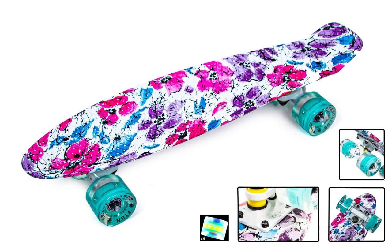 

Пенни борд (Penny Board) 22" Fish со светящимися колёсами, Маки