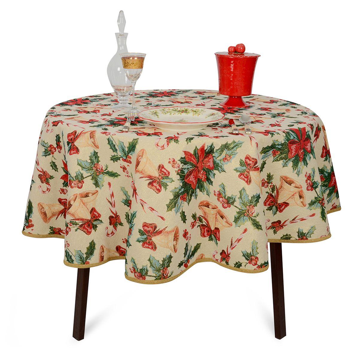 

Новогодняя скатерть для стола гобеленовая круглая "Новогодний перезвон" Villa Grazia d160