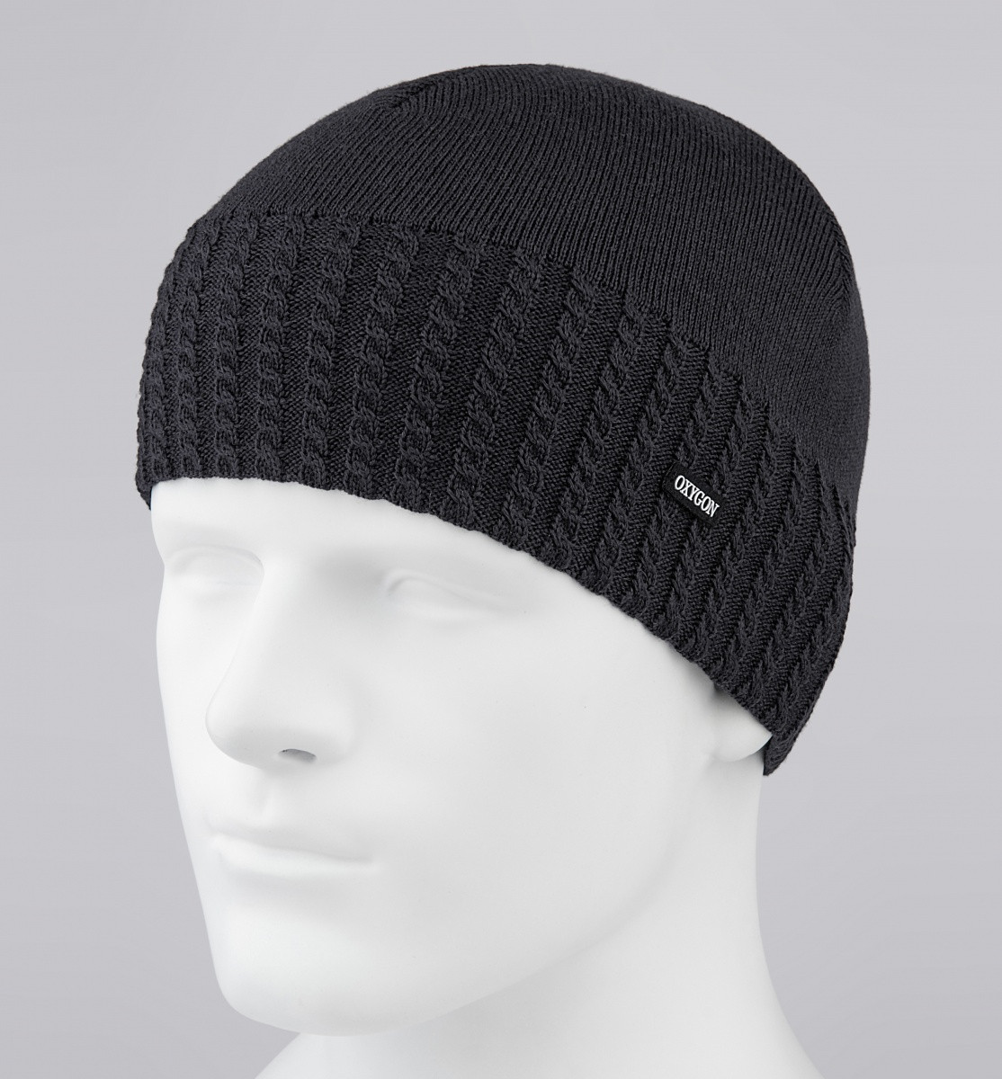 

Шапка мужская из пряжи OXYGON CRAFT XL (60-62) Темно-Серый, ТМ Oxygon