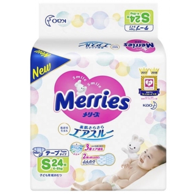 

Подгузник Merries для детей S 4-8 кг 24 шт (555016)