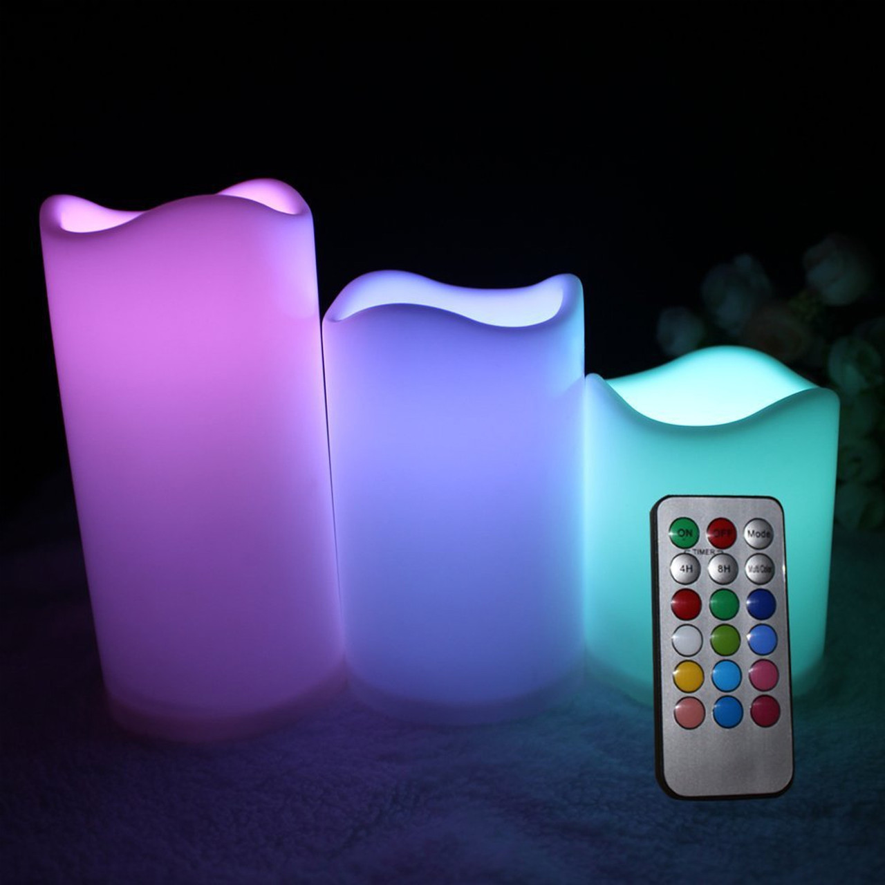 

Свечи электронные светодиодные на батарейках Luma Candles Color Changing, комплект из 3 штук с пультом управления