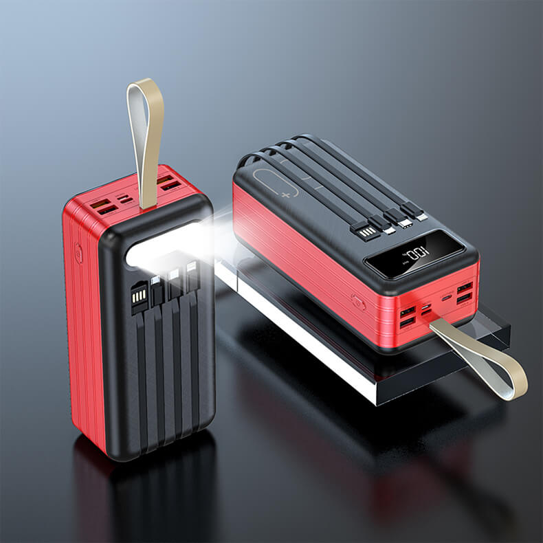 

Powerbank iBattery с емкостью 50000 mAh red со встроенным кабелем