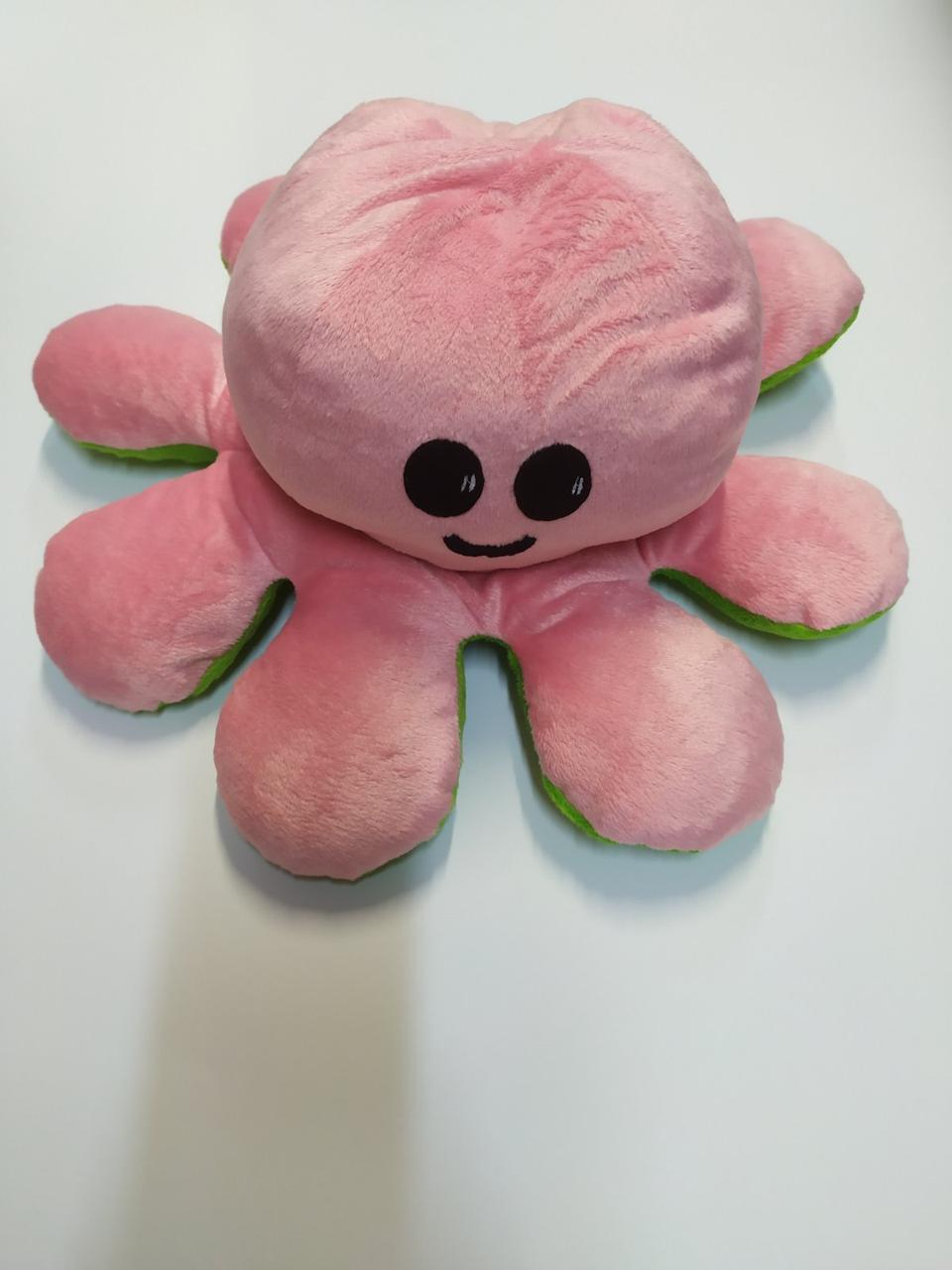 

Мягкая игрушка Мега осьминог 30 см перевертыш большой двусторонний розово-зеленый