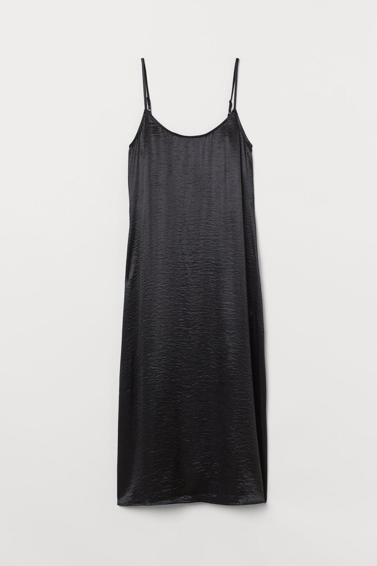 

Платье-комбинация из атласа H&M 42 Черная 0896398001