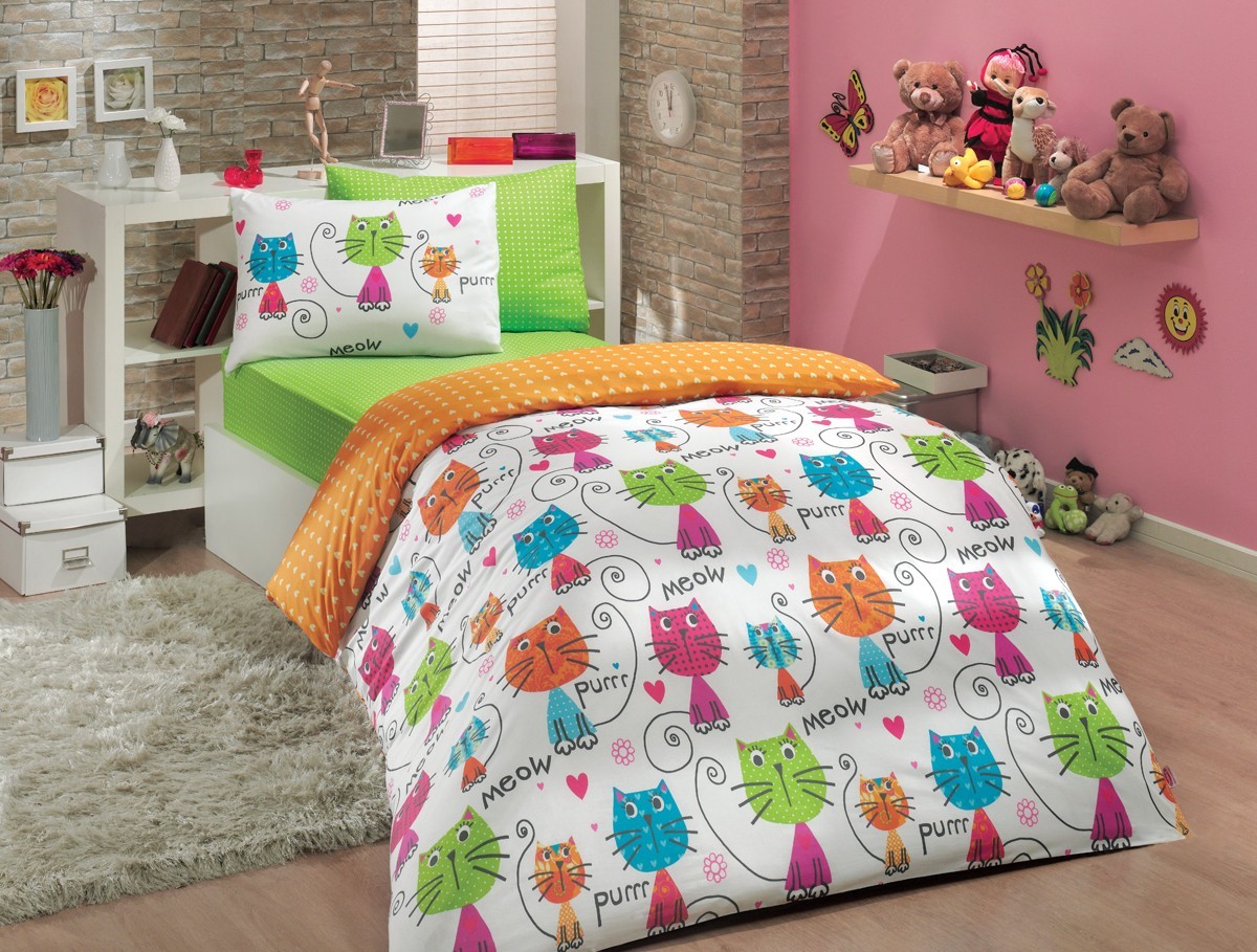 

КПБ HOBBY Poplin Meow помаранчевий 160*220/1*50*70