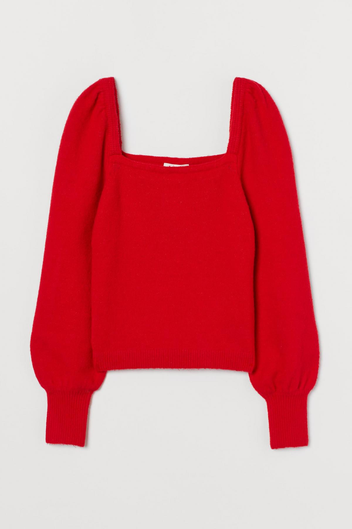 

Джемпер с пышным рукавом H&M xl Красный