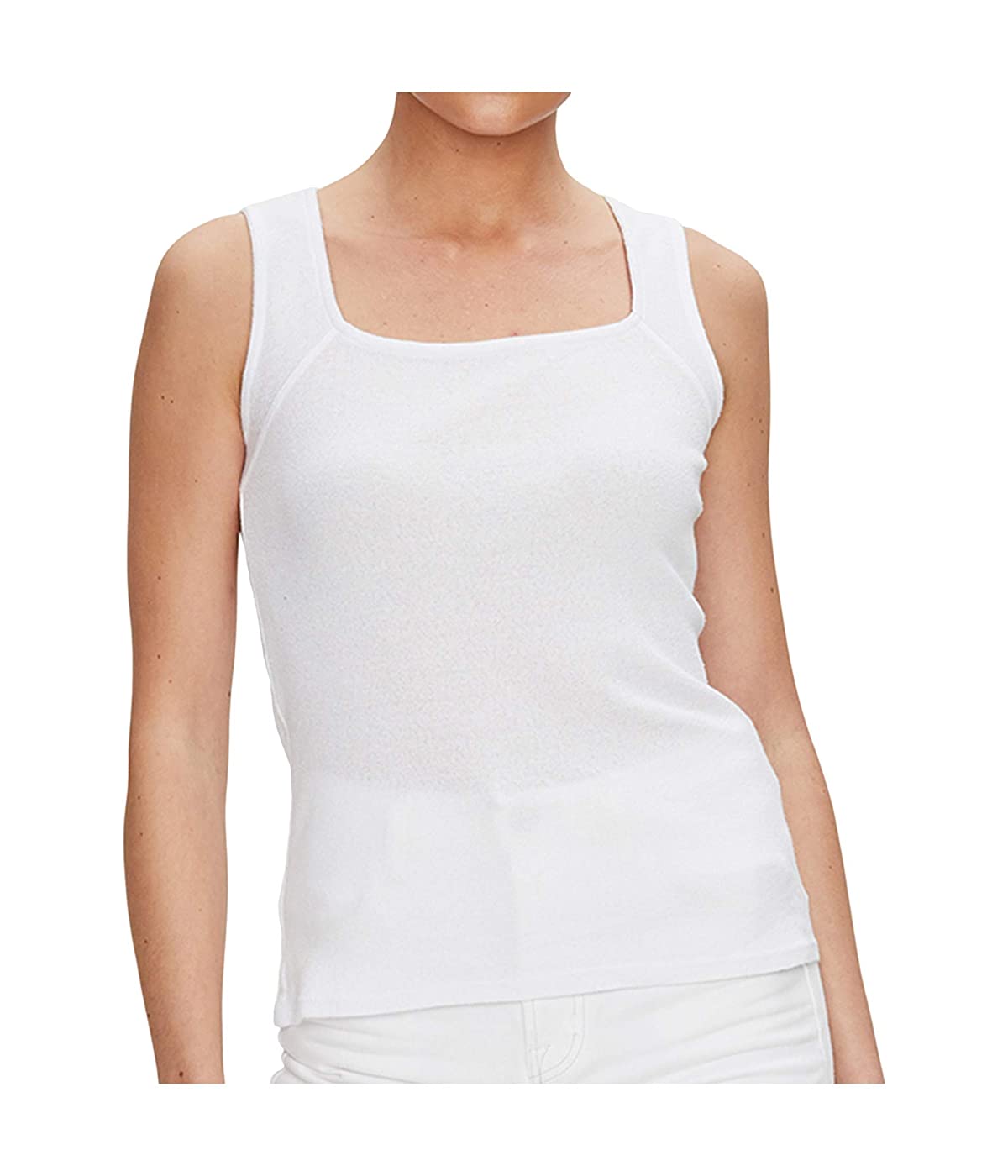 

Майка Michael Stars Mona Shine Square Neck Tank Top White, Универсальный