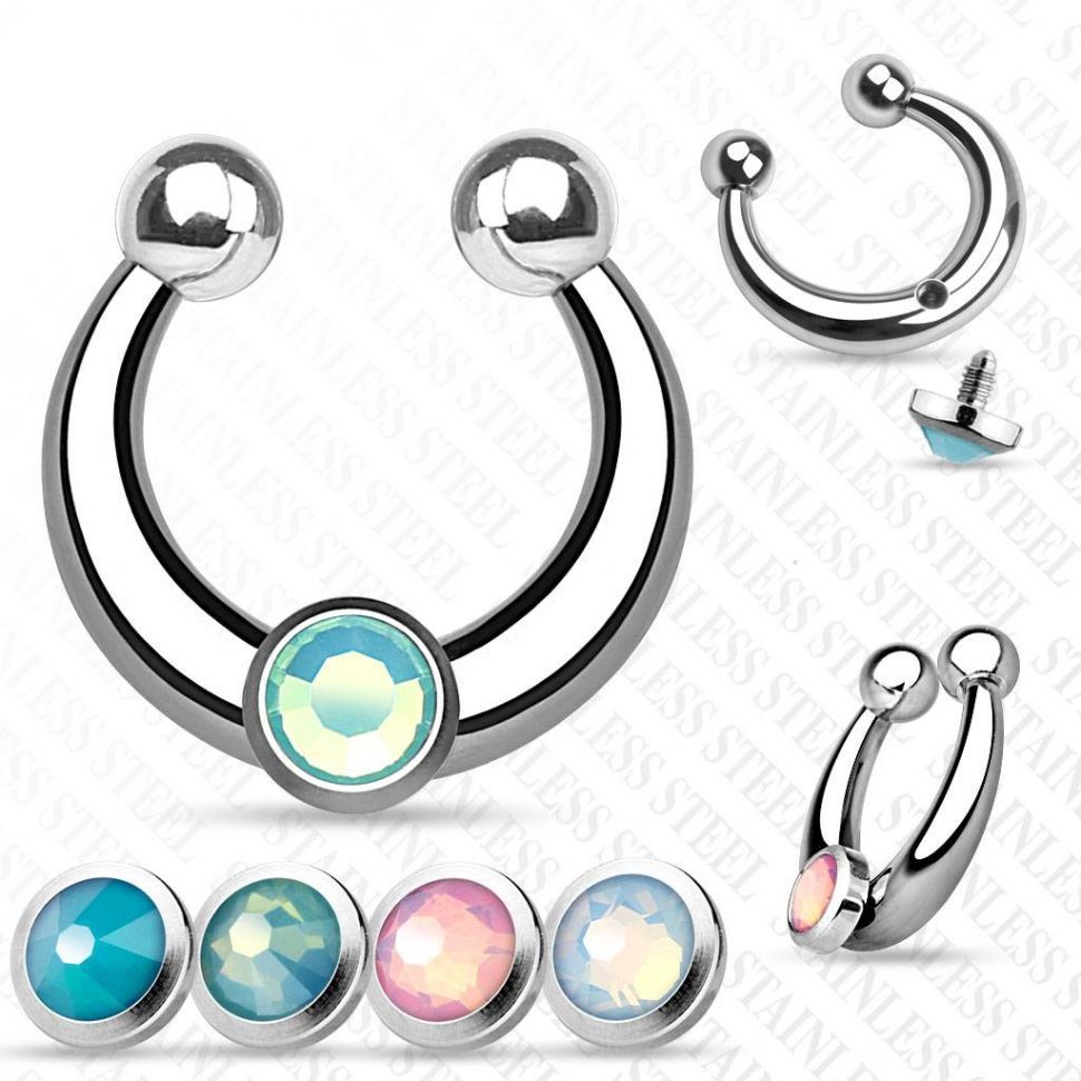 

Имитация пирсинга септума PiercedFish SEPRS-23-ST из стали с искусственными камнями
