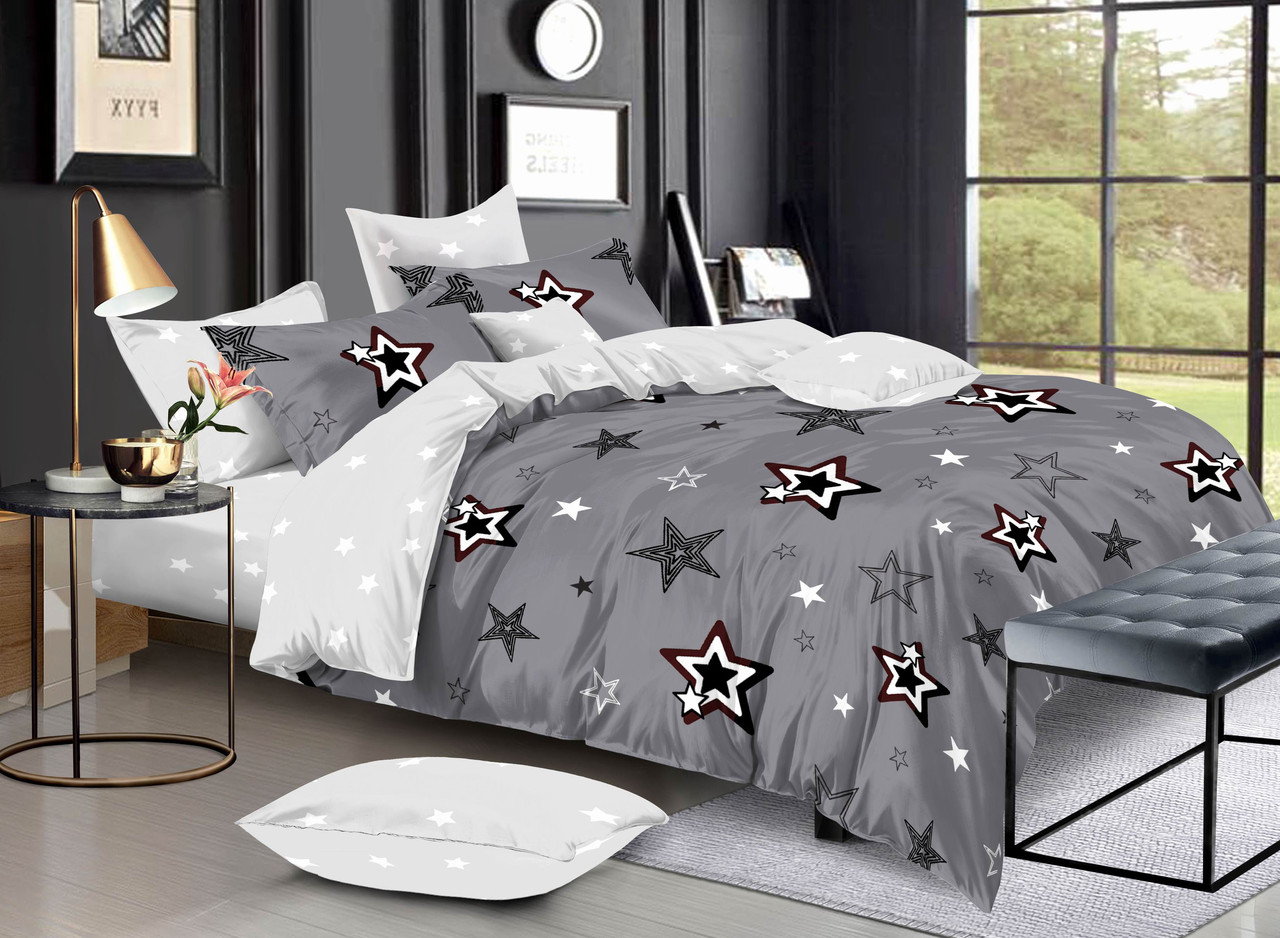 

Двуспальный двусторонний комплект постельного белья 180*220 Сатин Люкс TM КРИСПОЛ Украина