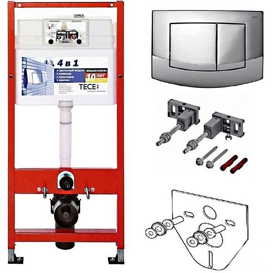 

Комплект Инсталляции TECE base 4 в 1 / клавиша Ambia хромированная глянцевая (9400005)