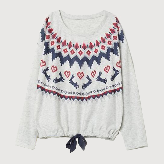

Пижамный свитшот H&M 4252428RP12 XS Серый меланж с рисунком