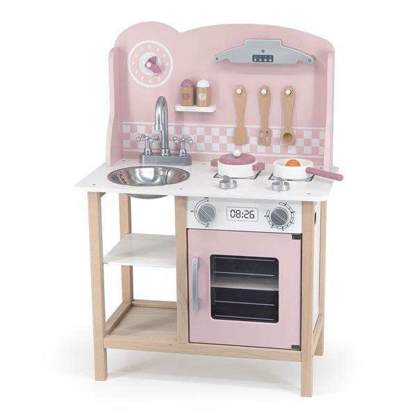 

Детская кухня из дерева с посудой Viga Toys PolarB розовая (44046)