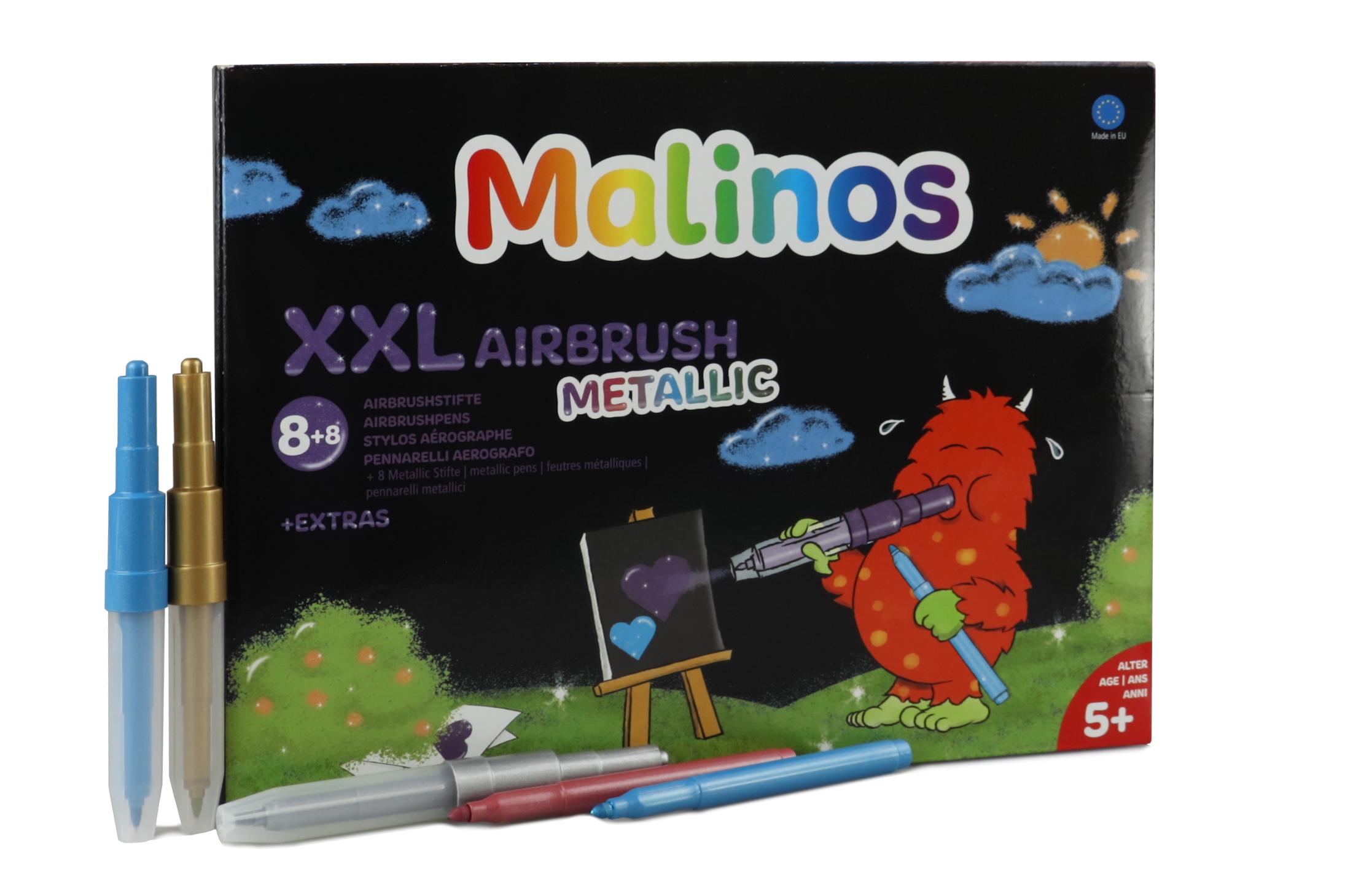 

Фломастеры и аэрографы металлик Malinos Metallic XXL 16 (8+8 шт)