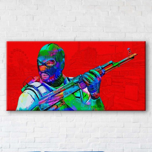 

Картина на холсте прямоугольная I-Art Counter Strike Red 50x100см