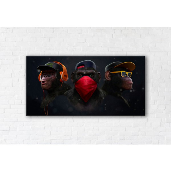 

Картина на холсте прямоугольная I-Art Trio Of Monkeys 50x100см