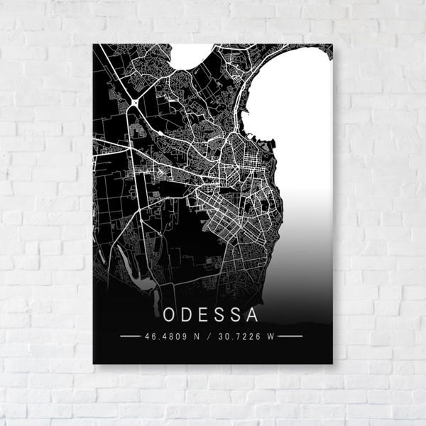 

Картина на холсте прямоугольная I-Art Odessa Black Map 50x65см