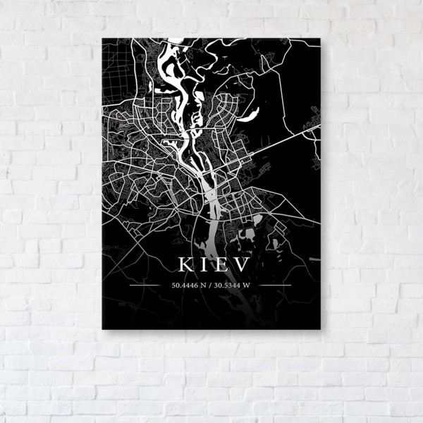 

Картина на холсте прямоугольная I-Art Kiev Black Map 50x65см