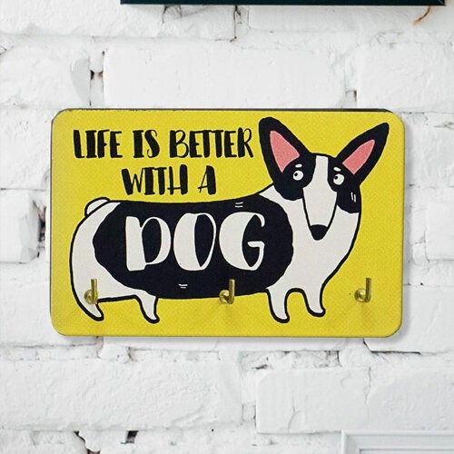

Ключниця настінна маленька, 10х15 см Life is better with a dog