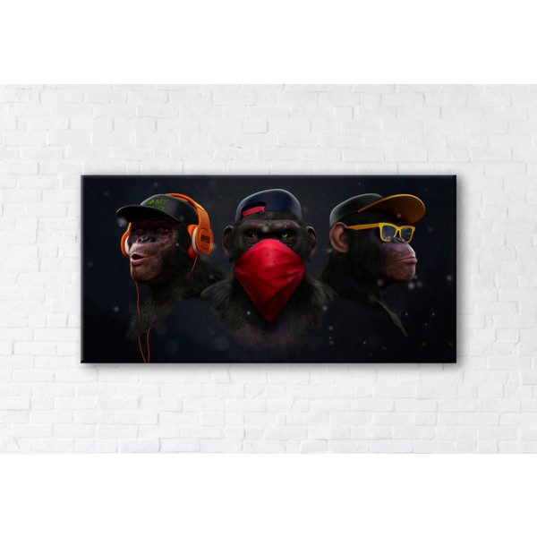

Картина на холсте прямоугольная I-Art Trio Of Monkeys 60x120см