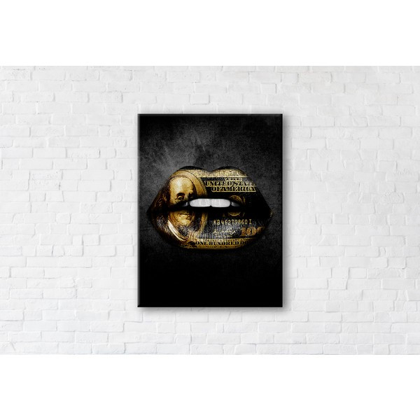 

Картина на холсте прямоугольная I-Art Golden Money Lips 50x65см