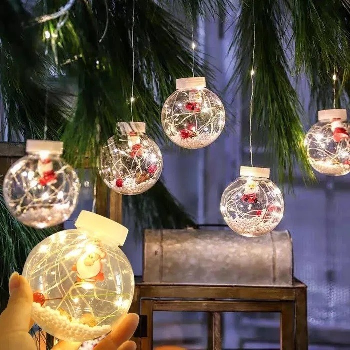 

Светодиодная гирлянда шар с дед морозом внутри Xmas новогодняя гирлянда