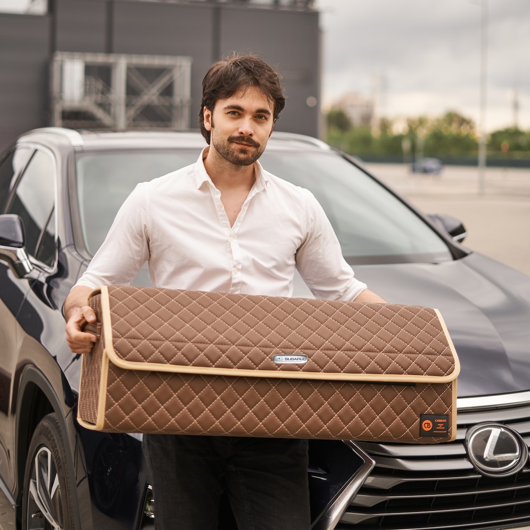 Органайзер в багажник авто Carbag шириной 80 см Subaru Коричневый с ...