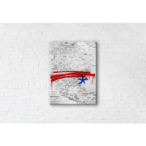 

Картина на холсте прямоугольная I-Art Usa Map White 50x65см