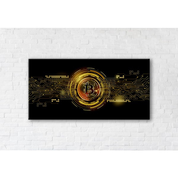 

Картина на холсте прямоугольная I-Art Bitcoin Gold 70x140см