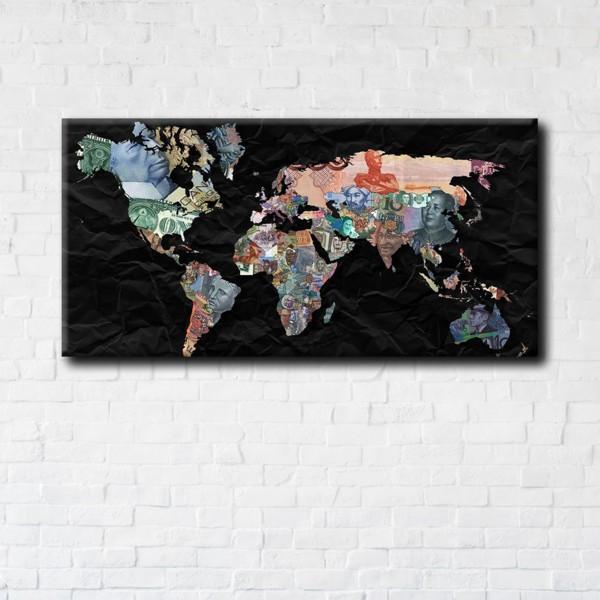 

Картина на холсте прямоугольная I-Art Money of the World 60x120см