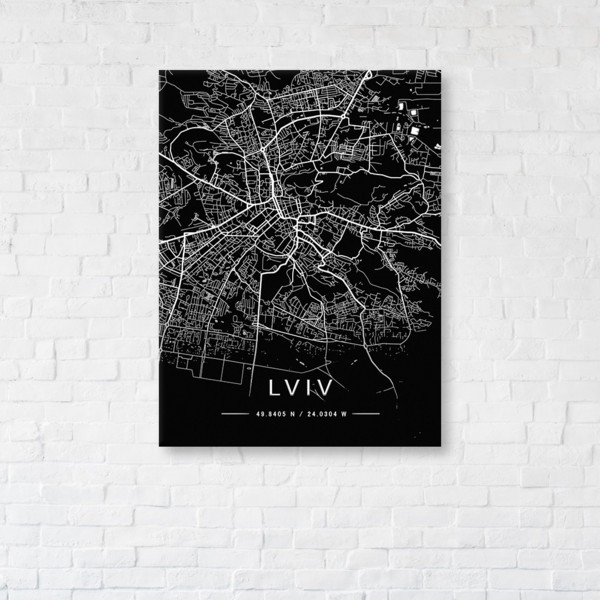 

Картина на холсте прямоугольная I-Art Lviv Black Map 75x100см