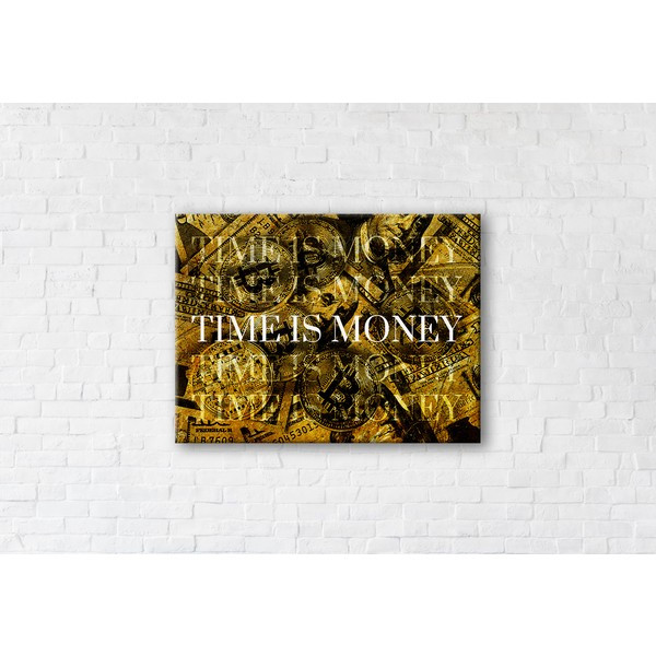 

Картина на холсте прямоугольная I-Art Time is money Gold 90x120см