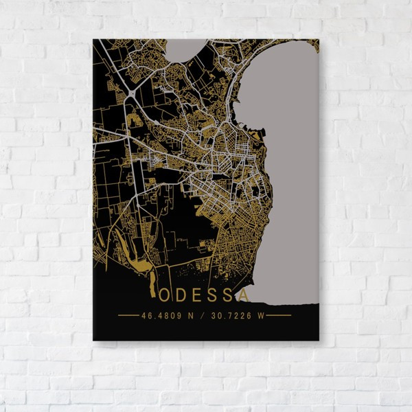 

Картина на холсте прямоугольная I-Art Odessa Gold Map 50x65см