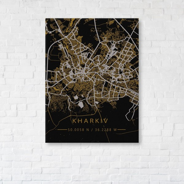 

Картина на холсте прямоугольная I-Art Kharkiv Gold Map 45x60см