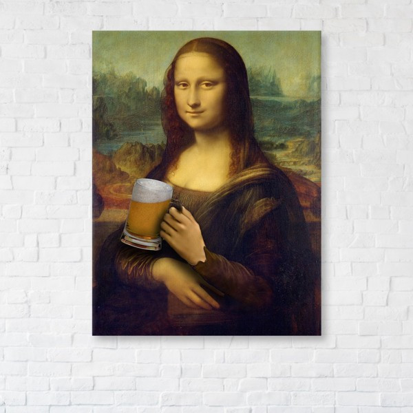

Картина на холсте прямоугольная I-Art Mona Lisa with beer 50x65см