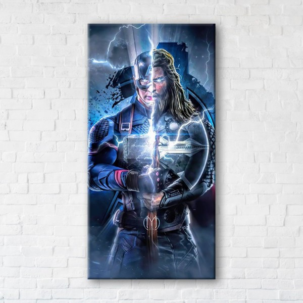 

Картина на холсте прямоугольная I-Art Thor and Captain America 70x140см