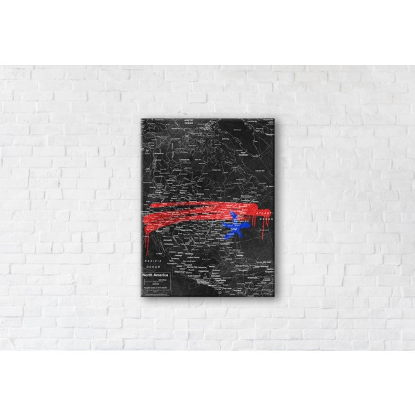 

Картина на холсте прямоугольная I-Art Usa Map Black 50x65см