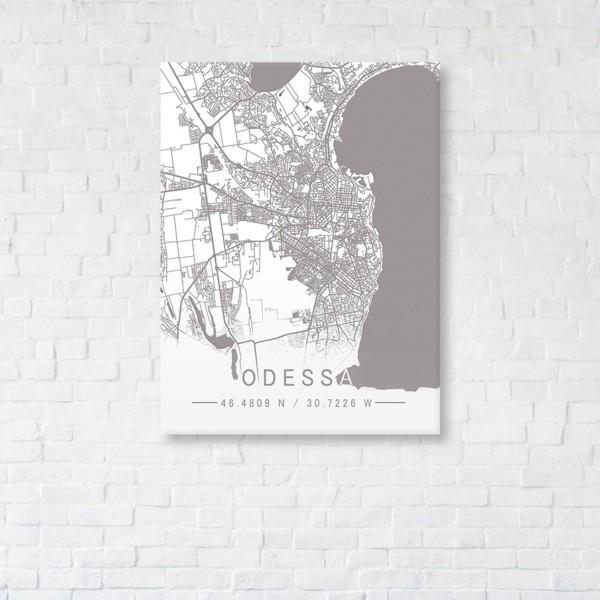 

Картина на холсте прямоугольная I-Art Odessa White Map 90x120см