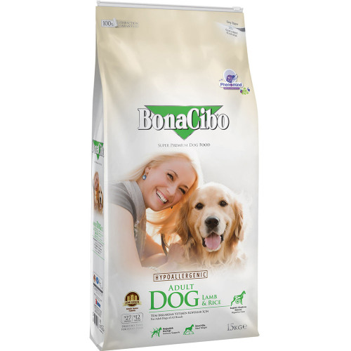 

Сухой корм BonaCibo Adult Dog Lamb&Rice для собак всех пород, ягнёнок/рис, 15 кг