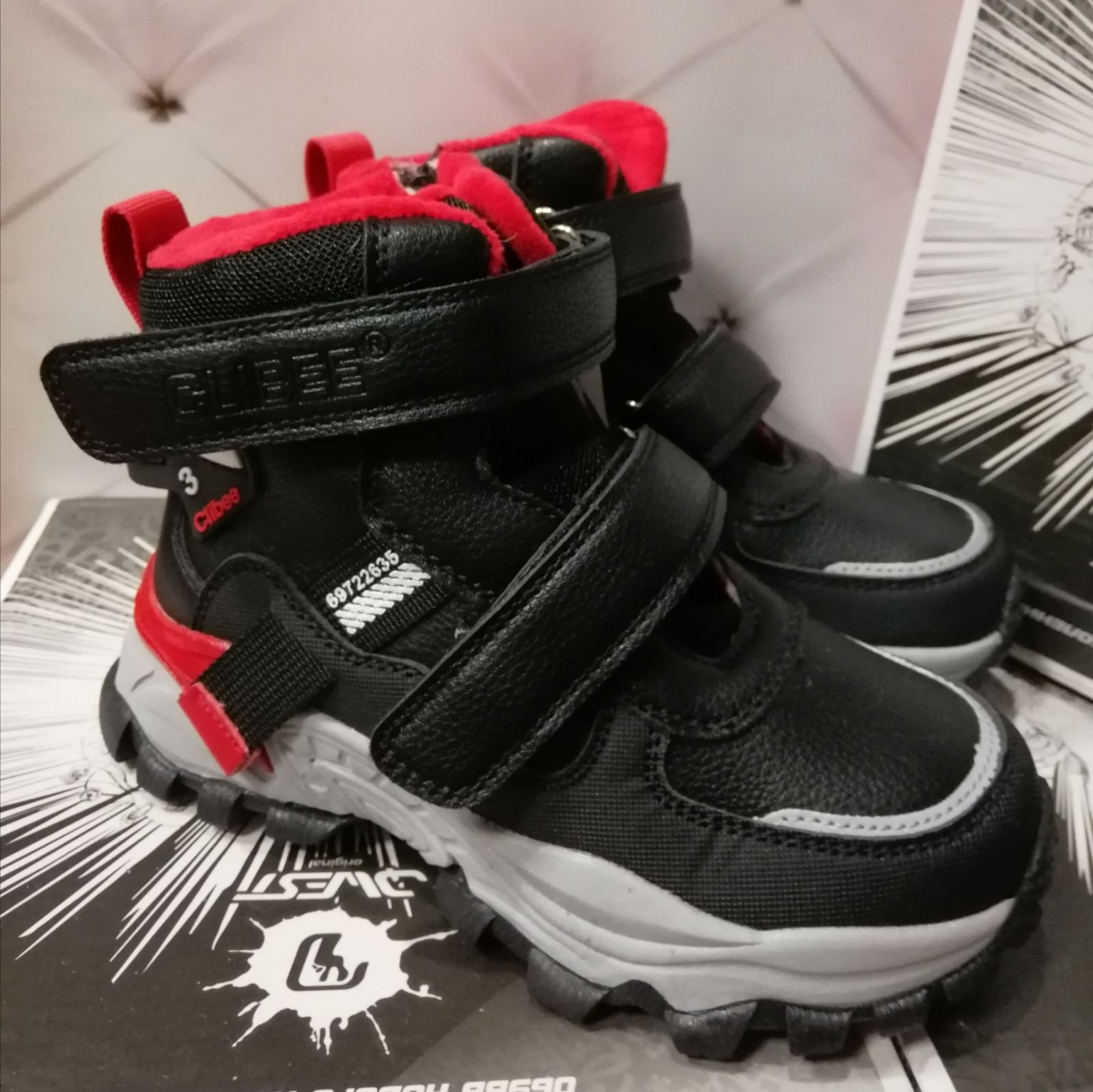 

Зимние ботинки для мальчика Clibee 269 Н black-red черные р.32-20 ,7см