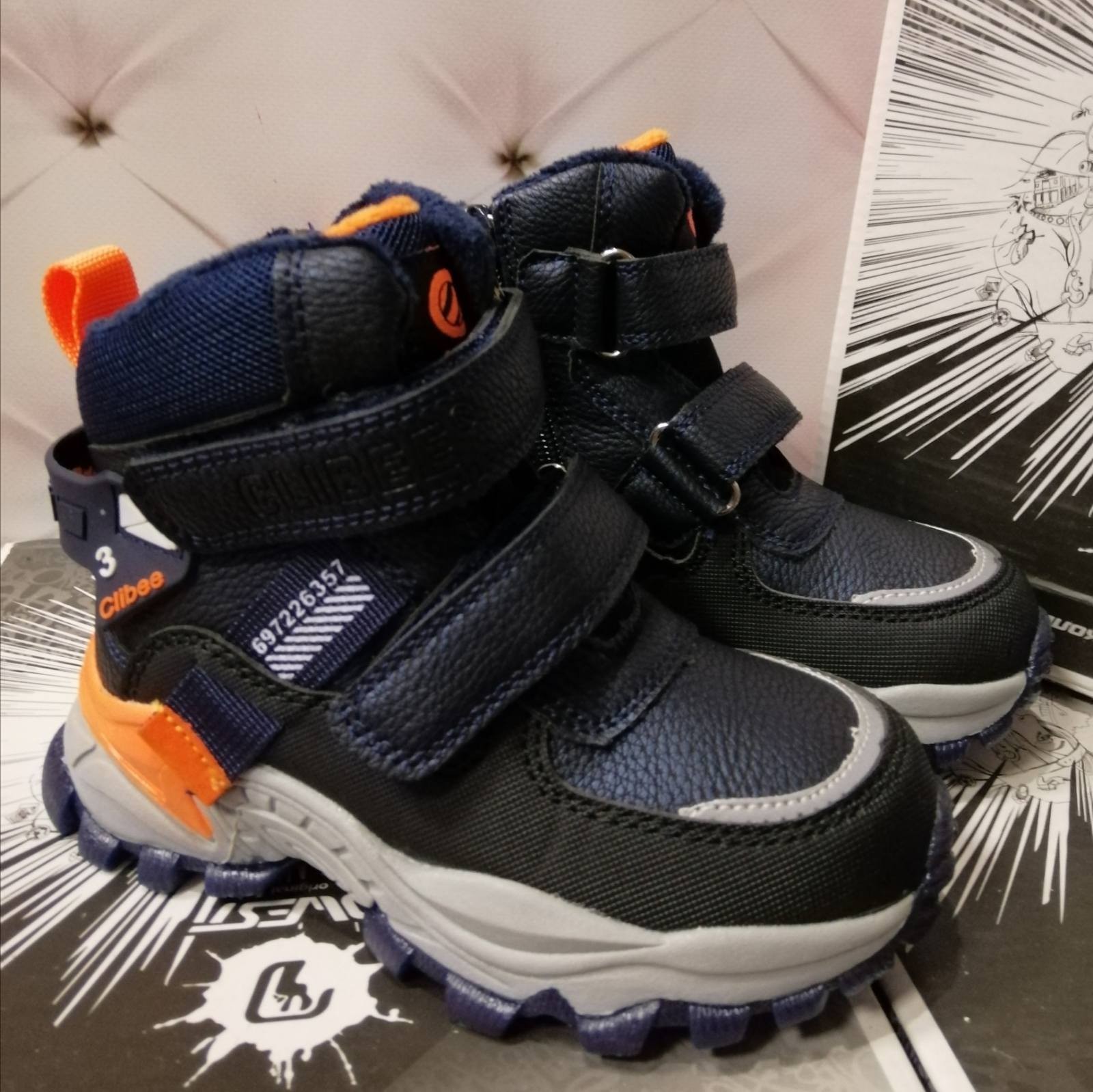 

Зимние ботинки для мальчика Clibee 269 А bl-or синие р.29-19,1 см