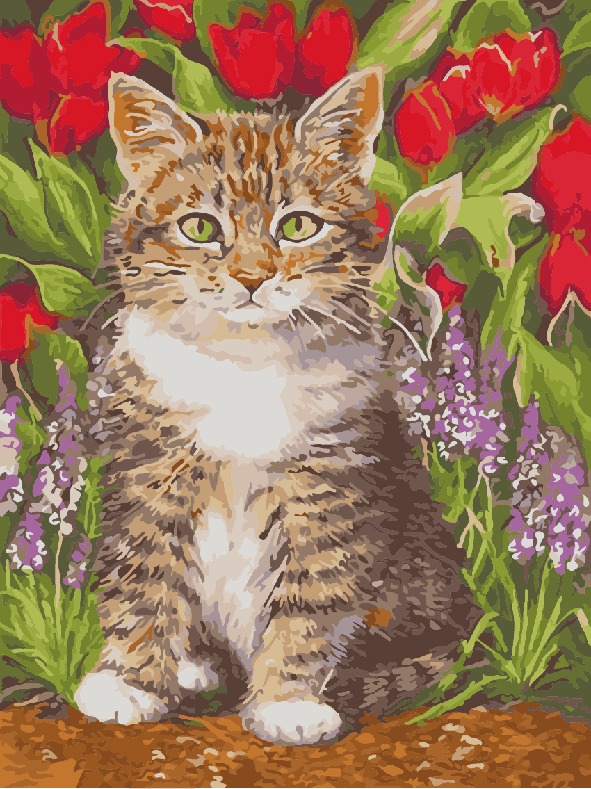 

Картина по номерам ArtStory Кот в цветах 40*30 см (без коробки) арт.AS0927