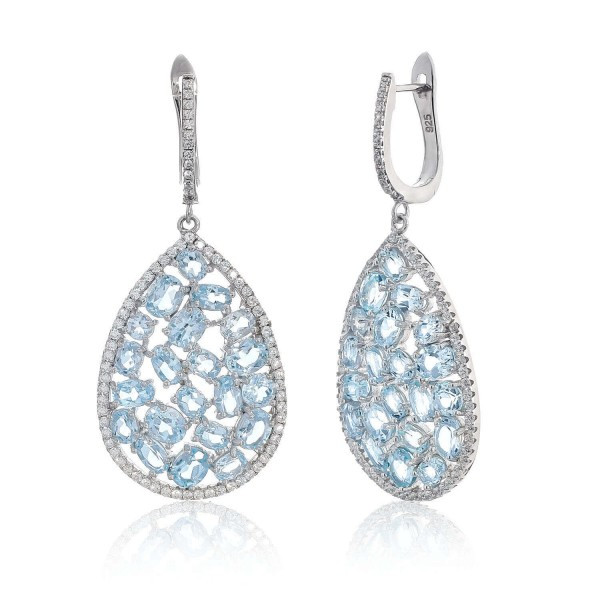 

Серебряные серьги Silver925 с топазом Sky blue 13.15 гр