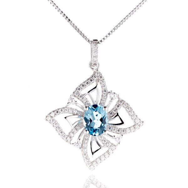 

Серебряное колье Silver925 с топазом Swiss blue