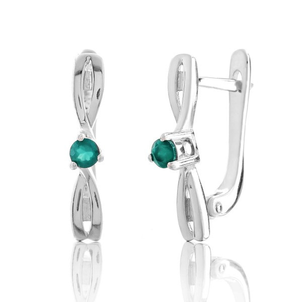 

Серебряные серьги Silver925 с агатом и фианитом 2,41 гр